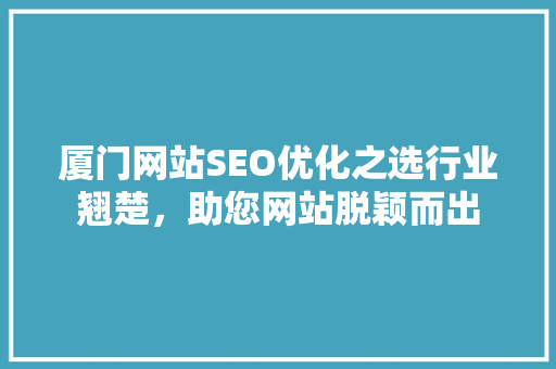 厦门网站SEO优化之选行业翘楚，助您网站脱颖而出