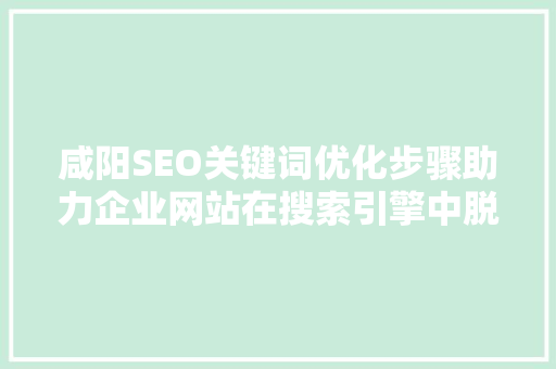 咸阳SEO关键词优化步骤助力企业网站在搜索引擎中脱颖而出