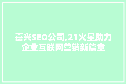 嘉兴SEO公司,21火星助力企业互联网营销新篇章