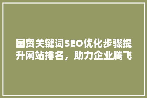 国贸关键词SEO优化步骤提升网站排名，助力企业腾飞