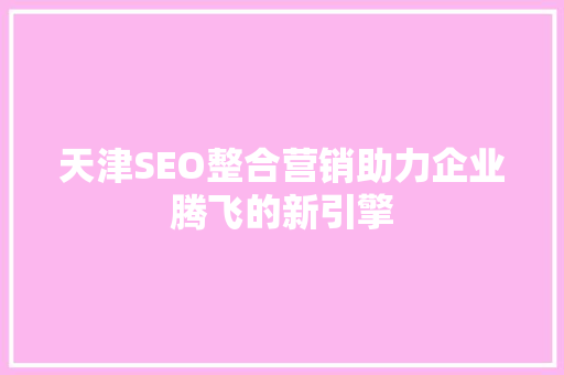 天津SEO整合营销助力企业腾飞的新引擎