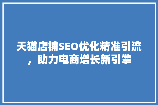 天猫店铺SEO优化精准引流，助力电商增长新引擎
