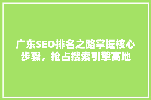 广东SEO排名之路掌握核心步骤，抢占搜索引擎高地