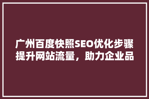 广州百度快照SEO优化步骤提升网站流量，助力企业品牌传播