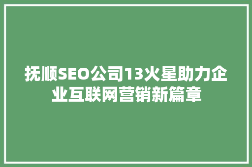 抚顺SEO公司13火星助力企业互联网营销新篇章