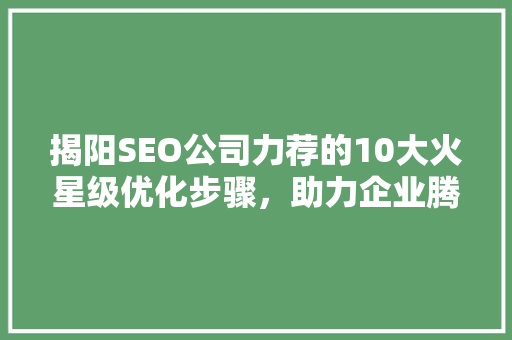 揭阳SEO公司力荐的10大火星级优化步骤，助力企业腾飞