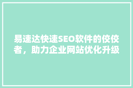 易速达快速SEO软件的佼佼者，助力企业网站优化升级