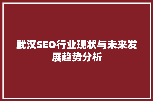 武汉SEO行业现状与未来发展趋势分析