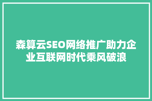 森算云SEO网络推广助力企业互联网时代乘风破浪