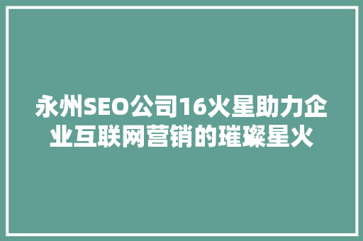永州SEO公司16火星助力企业互联网营销的璀璨星火