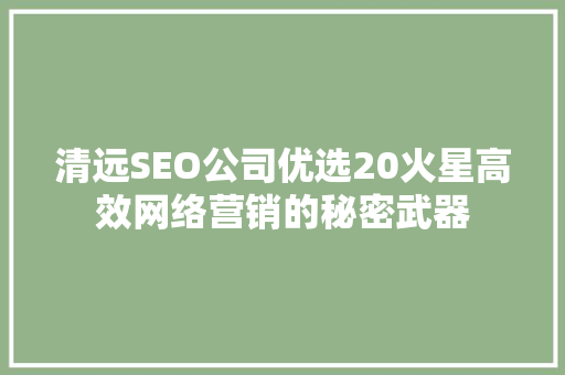 清远SEO公司优选20火星高效网络营销的秘密武器