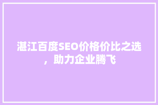 湛江百度SEO价格价比之选，助力企业腾飞