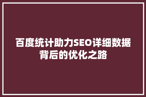 百度统计助力SEO详细数据背后的优化之路