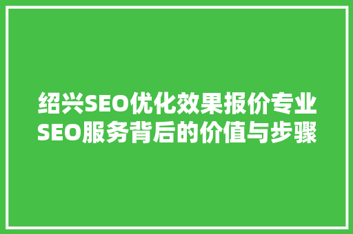 绍兴SEO优化效果报价专业SEO服务背后的价值与步骤