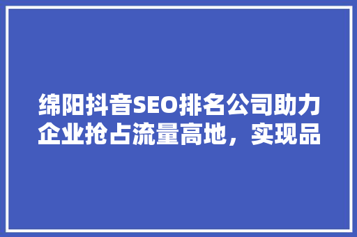 绵阳抖音SEO排名公司助力企业抢占流量高地，实现品牌飞跃