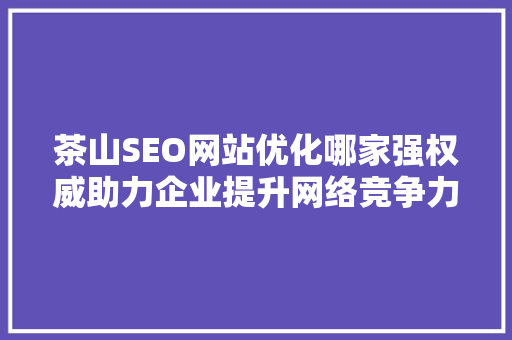 茶山SEO网站优化哪家强权威助力企业提升网络竞争力