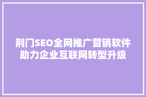 荆门SEO全网推广营销软件助力企业互联网转型升级