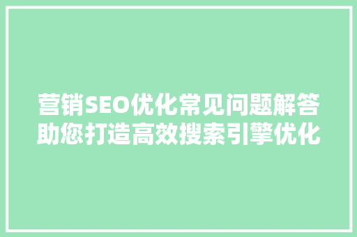 营销SEO优化常见问题解答助您打造高效搜索引擎优化步骤