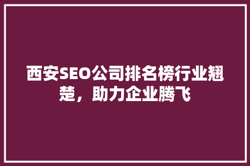 西安SEO公司排名榜行业翘楚，助力企业腾飞