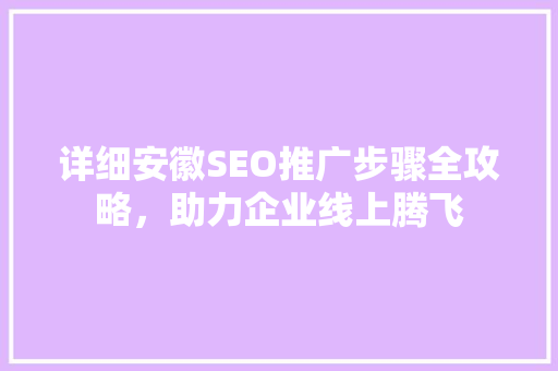 详细安徽SEO推广步骤全攻略，助力企业线上腾飞