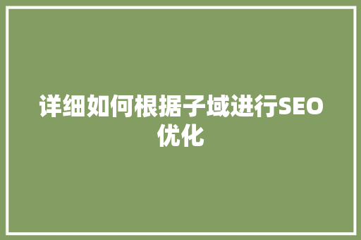 详细如何根据子域进行SEO优化