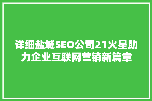 详细盐城SEO公司21火星助力企业互联网营销新篇章