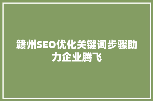 赣州SEO优化关键词步骤助力企业腾飞