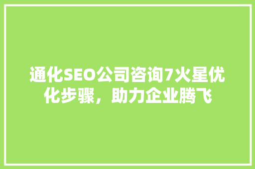 通化SEO公司咨询7火星优化步骤，助力企业腾飞