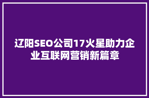 辽阳SEO公司17火星助力企业互联网营销新篇章