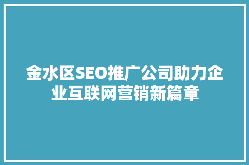 金水区SEO推广公司助力企业互联网营销新篇章