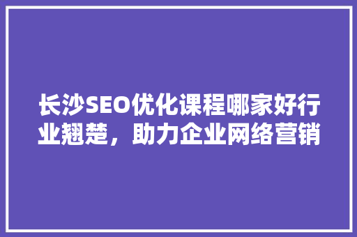长沙SEO优化课程哪家好行业翘楚，助力企业网络营销腾飞