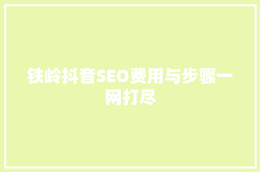 铁岭抖音SEO费用与步骤一网打尽