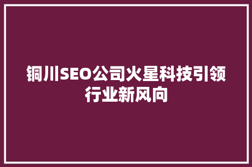 铜川SEO公司火星科技引领行业新风向