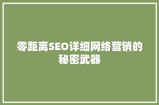 零距离SEO详细网络营销的秘密武器