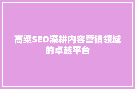 高粱SEO深耕内容营销领域的卓越平台