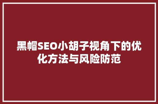 黑帽SEO小胡子视角下的优化方法与风险防范