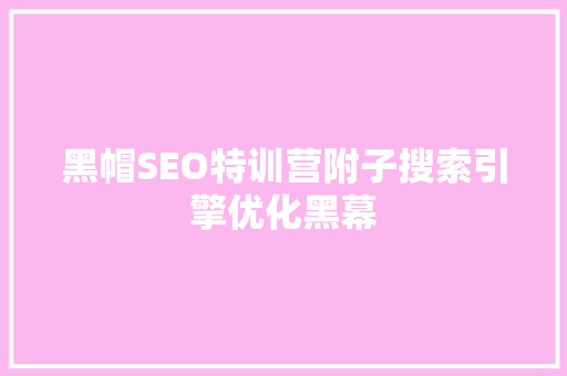 黑帽SEO特训营附子搜索引擎优化黑幕
