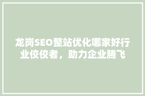 龙岗SEO整站优化哪家好行业佼佼者，助力企业腾飞