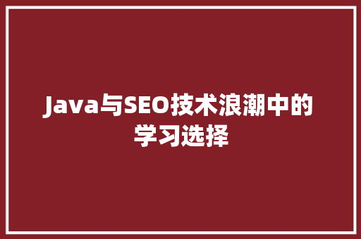 Java与SEO技术浪潮中的学习选择