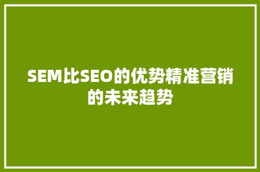 SEM比SEO的优势精准营销的未来趋势
