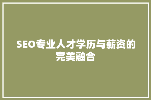 SEO专业人才学历与薪资的完美融合
