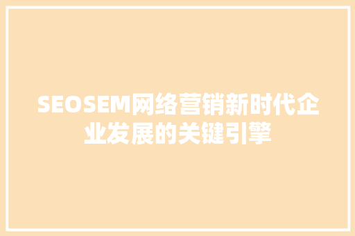 SEOSEM网络营销新时代企业发展的关键引擎