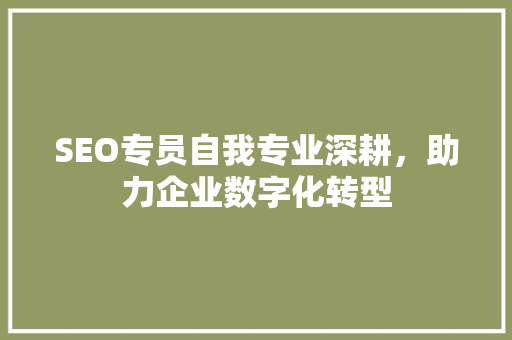SEO专员自我专业深耕，助力企业数字化转型