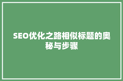 SEO优化之路相似标题的奥秘与步骤