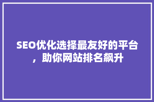 SEO优化选择最友好的平台，助你网站排名飙升