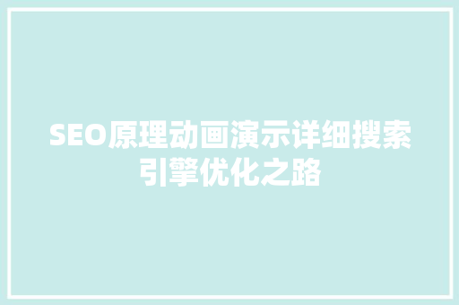 SEO原理动画演示详细搜索引擎优化之路