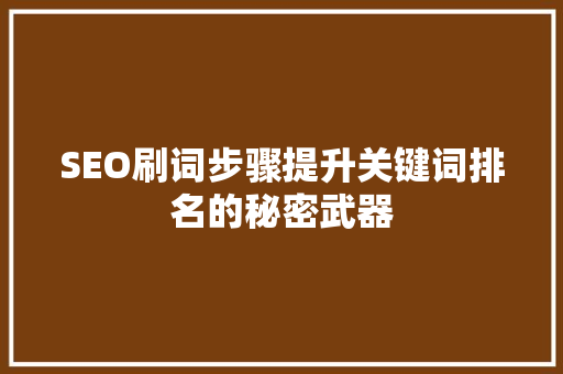 SEO刷词步骤提升关键词排名的秘密武器