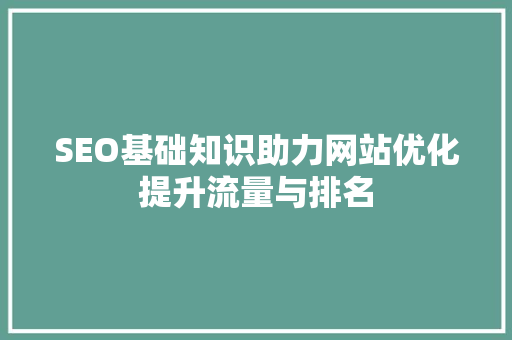 SEO基础知识助力网站优化提升流量与排名