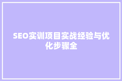 SEO实训项目实战经验与优化步骤全