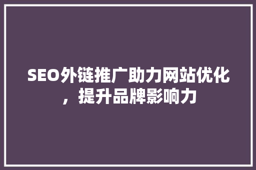 SEO外链推广助力网站优化，提升品牌影响力
